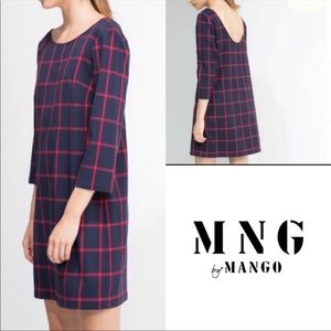 MNG Women’s Plaid Scoop Back Shift Dress